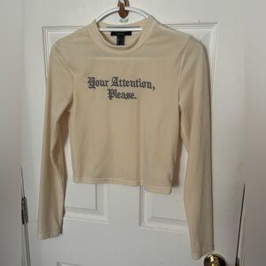 Forever 21 Cream Long Sleeve Top Size Small